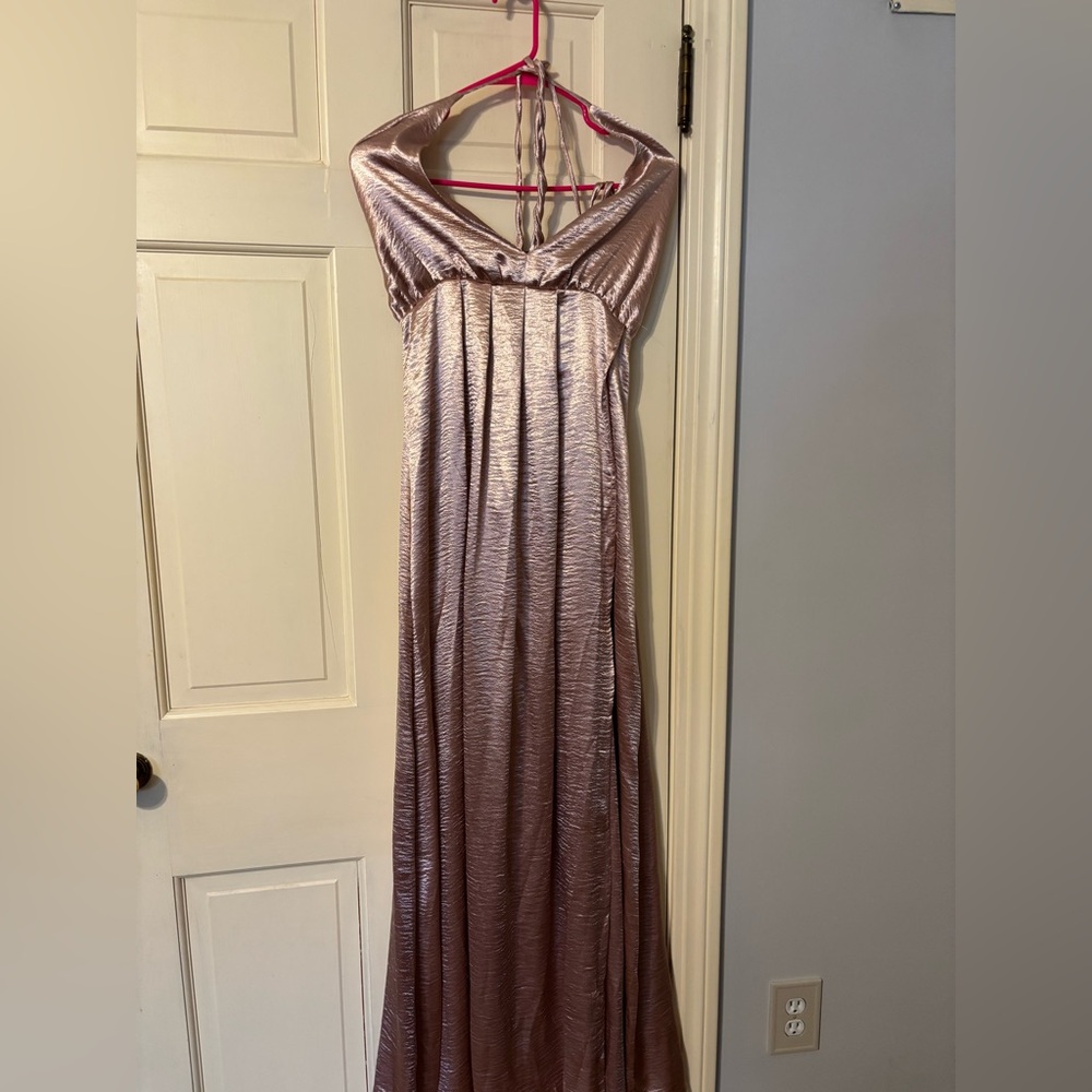 Rose gold colored formal gown